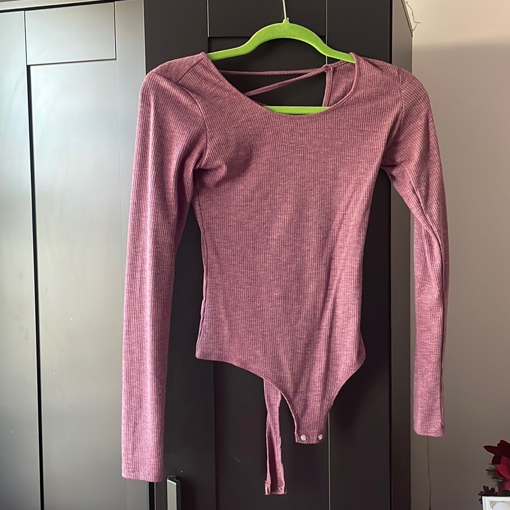 Garage long sleeve cross back bodysuit